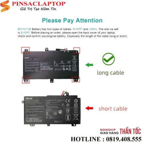 Pin Laptop Asus B31N1726 cap dai